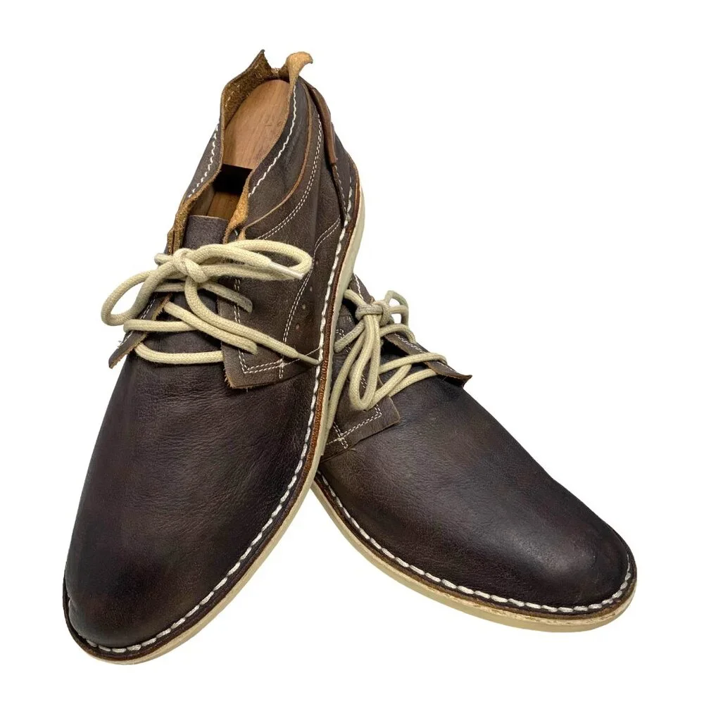Cinti Dark Distressed Leather 6  Eyelet‎ Handmade Chukka Boots